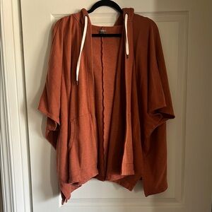 Aerie Rust Orange Hooded Poncho